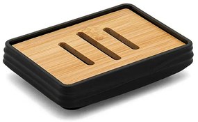 Porta sapone da appoggio nero in abs e bambù Wave
