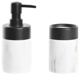 Set da Bagno DKD Home Decor Bianco Nero Bianco/Nero Metallo Resina Moderno 7,2 x 7,2 x 16,4 cm