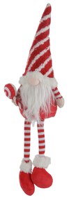 Gnomo Natale gambemolli 55 cm cappello righe rosso bianco