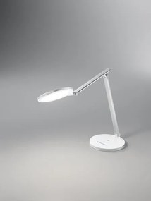 Lampada da tavolo orientabile in plastica e metallo colore bianco. ...