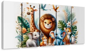 Quadri 5 pezzi – Amici animali nella giungla