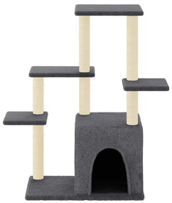Albero per gatti con tiragraffi in sisal grigio scuro 97,5 cm