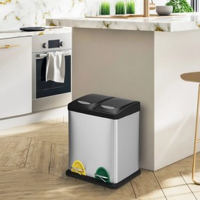 Cestino per la spazzatura 2x8 l color argento opaco in acciaio per raccolta differenziata/con pedale Tri Selectif – MSV