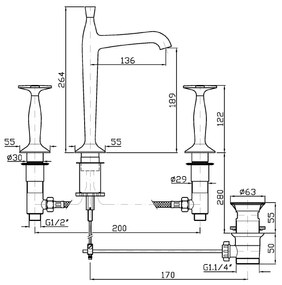 Batteria lavabo a 3 fori a bocca alta cromo Zucchetti Bellagio ZB1426