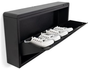 Scarpiera nera in metallo con ante ribaltabili/da parete 75x38x13 cm Mario – Spinder Design