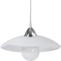 Sospensione D30 1xE27 Montatura Cromo-Trasparente Vetro Lastra Bianco E-Energy Lavinia