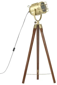 Lampada Da Terra A Treppiede Legno Massello Di Mango 97 Cm /