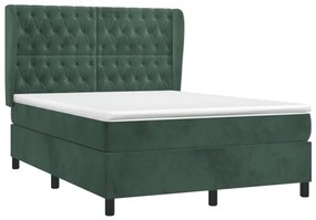 Giroletto a molle con materasso verde scuro 140x200 cm velluto