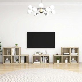 Set mobile tv 8 pz rovere sonoma in legno multistrato