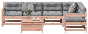 Set divani giardino 7 pz con cuscini legno massello di douglas