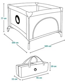 Lionelo - Recinto da gioco MILLE Grigio/Verde