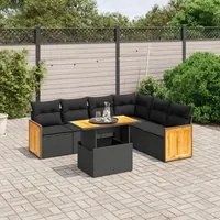 Set Divani da Giardino con Cuscini 7pz Nero Polyrattan 3273974