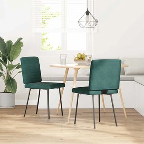 Sedie Da Pranzo 2 Pz Verde Scuro İn Velluto /