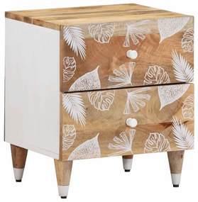 Comodino 40x33,5x46 Cm İn Legno Massello Di Mango /