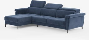 Capri Divano letto angolare con penisola contenitore e poggiatesta reclinabili - elegante tessuto smacchiabile T30
