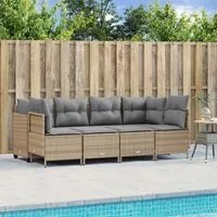 Set Divano da Giardino 5 pz con Cuscini Beige in Polyrattan 3261524