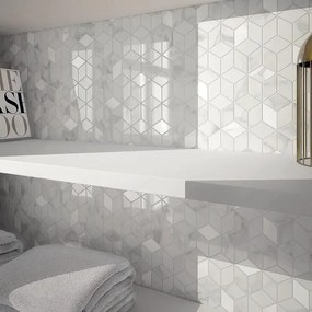 Piastrella da rivestimento interno 26 x 28 cm Sp. 9 mm rettificato Murano Mosaico in maiolica smaltato lucido bianco 0.29 mq