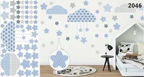 Adesivo decorativo da parete per bambini con nuvole blu 120 x 240 cm