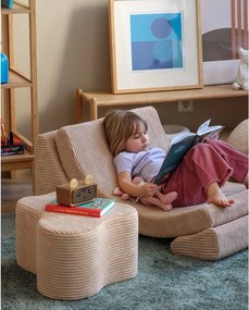 Pouf per bambini marrone chiaro con rivestimento in velluto a coste Cloud – Wigiwama