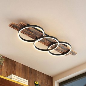 Plafoniera a LED Sentoa Lindby, dimmerabile, Legno chiaro, Soggiorno / Sala da pranzo, Legno, Moderno, Plafoniera LED
