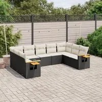 Set Divani da Giardino 9 pz con Cuscini Nero in Polyrattancod mxl 115169