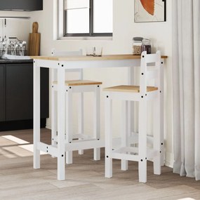 Set Da Bar 3 Pz Bianco İn Legno Massello Di Pino /