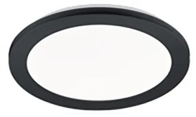 Plafoniera rotonda nera 26 cm con LED dimmerabile a 3 livelli IP44 - Lope