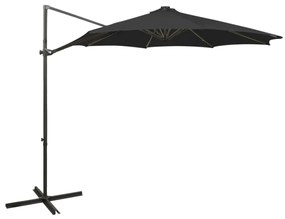 Ombrellone A Sbalzo Con Palo E Luci A Led Nero 300 Cm /