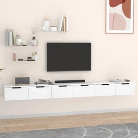 Mobili A Parete 2 Pz Bianchi 102x30x20 Cm İn Legno Multistrato /