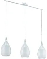 Lampadario Contemporaneo Razoni 3 Luci Acciaio Bianco