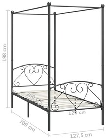 Letto a baldacchino grigio in metallo 120x200 cm