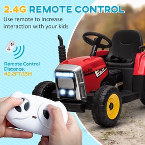 Trattore Elettrico per Bambini 12V con Rimorchio Rosso...