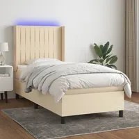 Letto a Molle con Materasso e LED Crema 80x200 cm in Tessuto cod mxl 62913