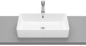Lavabo da appoggio Domus ROCA rettangolare in ceramica L 60 x H 13 x P 37 cm bianco lucido piletta non inclusa