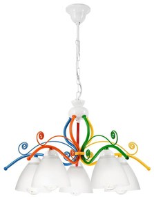 Lampadario a sospensione con catena RETRO 5xE27/60W/230V bianco/colorato