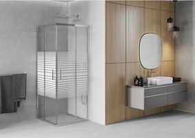 Mexen Rio cabina doccia quadrata 80 x 80 cm, strisce bianche, cromo - 860-080-080-01-20