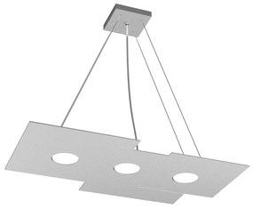 Sospensione Moderna Rettangolare Plate Metallo Grigio 3 Luci Gx53