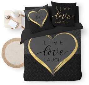 Set copripiumino e federa nero in cotone per letto matrimoniale 200x200 cm Crazy Love – douceur d'intérieur