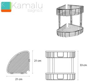 Kamalu - griglia zona doccia a due piani in acciaio kaman alpi-g60