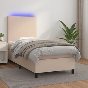 Giroletto Molle Materasso E Led Cappuccino 90x190 Cm Similpelle /