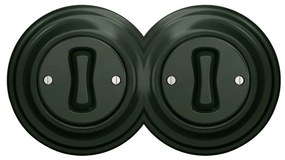 Kliklap - Doppio interruttore unipolare in stile retrò con cornice n. 1, verde