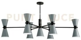 Graal sospensione 13 luci metallo grigio e nero attacco g9 l.133cm