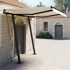 Tenda Da Sole Retrattile Manuale Con Pali 3x2,5 M Crema /