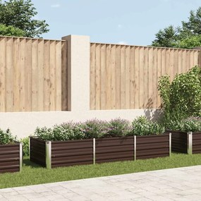 Letto Rialzato Giardino Marrone 240x80x45 Cm İn Acciaio Zincato /