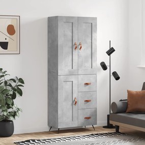 Credenza Grigio Cemento 69,5x34x180 cm in Legno Multistrato