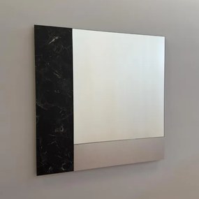 Specchio moderno quadrato 80 cm effetto marmo nero e foglia argento - KEIRA