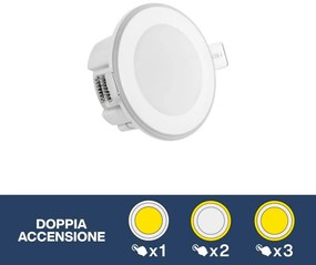 Faretto LED da incasso 5,5W Doppia Accensione - Foro Ø66mm Colore Bianco Caldo 3.000K