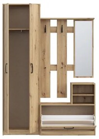 Mobile per ingresso con specchio KAVI, finitura rovere Artisan