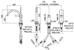 Paffoni Rock Ro040cr Batteria Bordo Vasca Con Bocca Erogazione a cascata Cromo