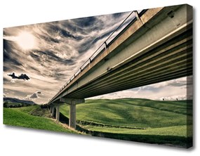 Quadro su tela Valle del ponte dell'autostrada 100x50 cm